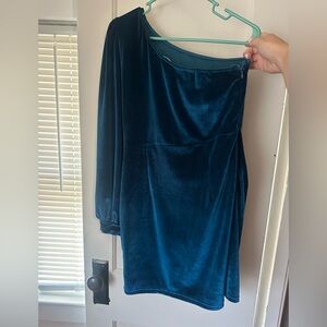 Elegant Teal Velvet Dress